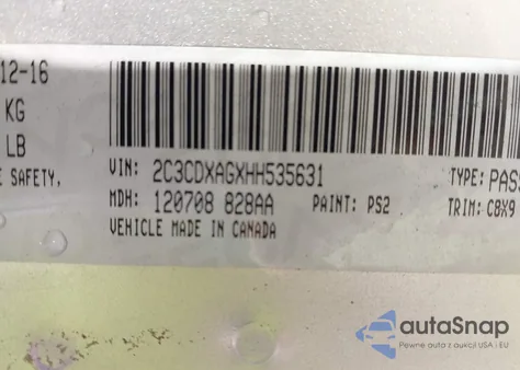 2017 Dodge Charger Police Rwd from USA, damaged, VIN 2C3CDXAGXHH535631